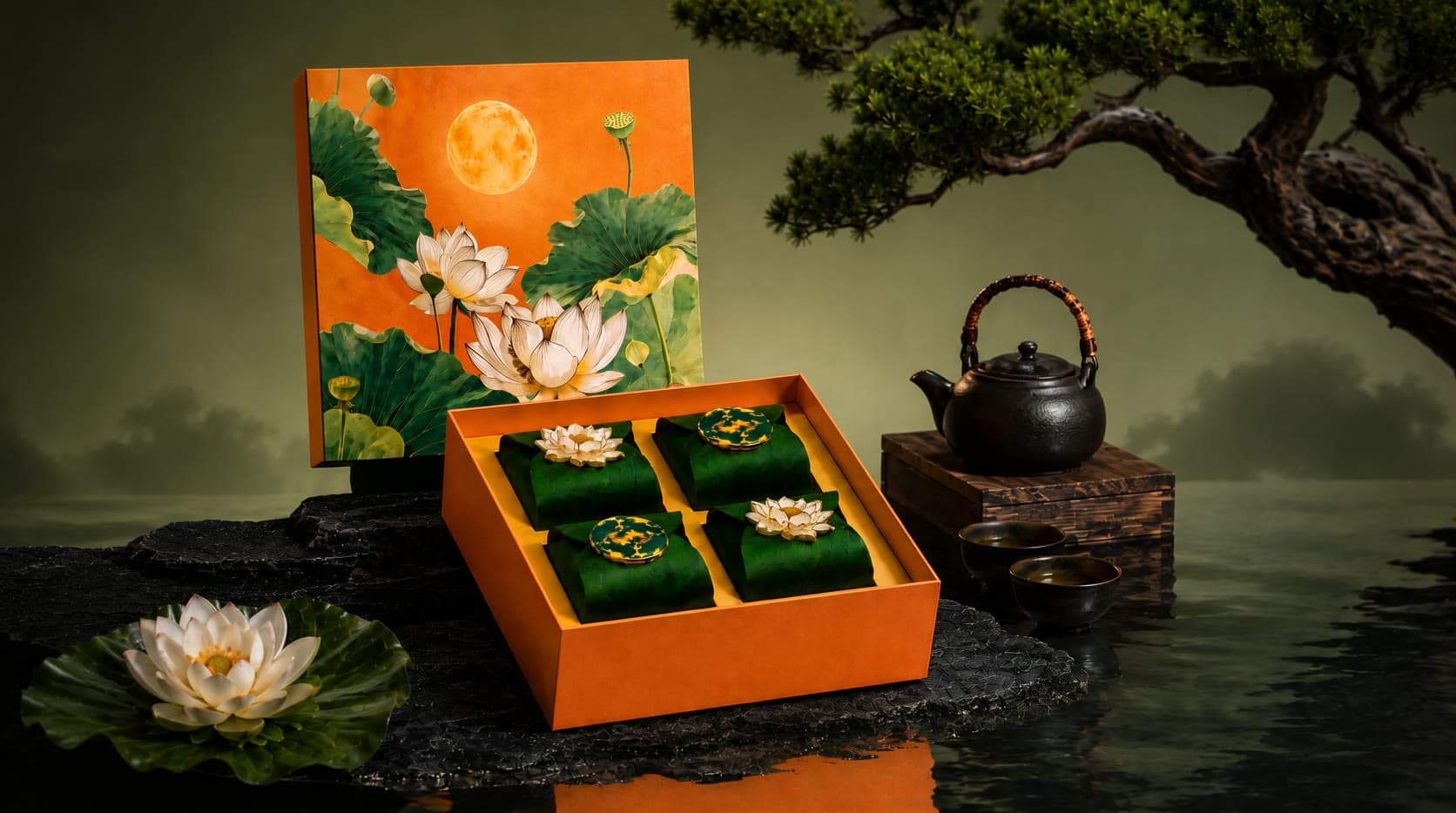 Bánh trung thu chay Kim Tân - KiTa - bánh gói lá sen thanh khiết