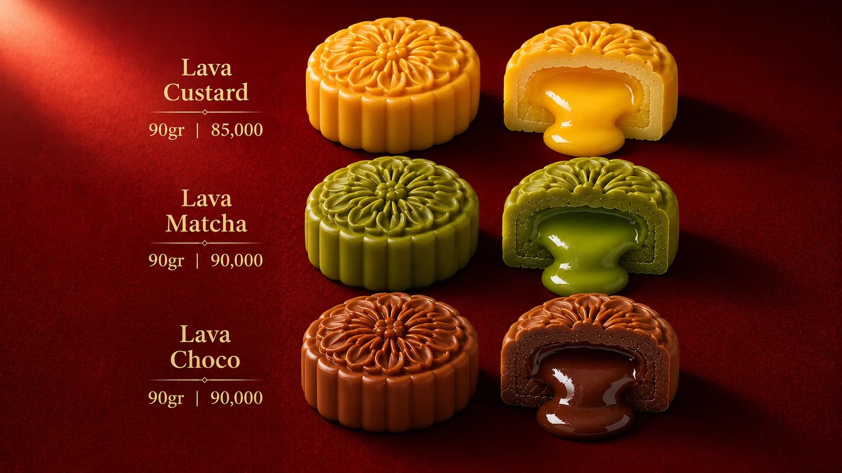 Bánh trung thu lava nhân chảy Kim Tân - KiTa: Lava Custard, Lava Matcha, Lava Choco 90g